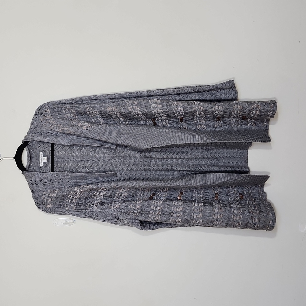 Coldwater Creek Knit Grey Open Front Wool Blend Cardigan Size 3X